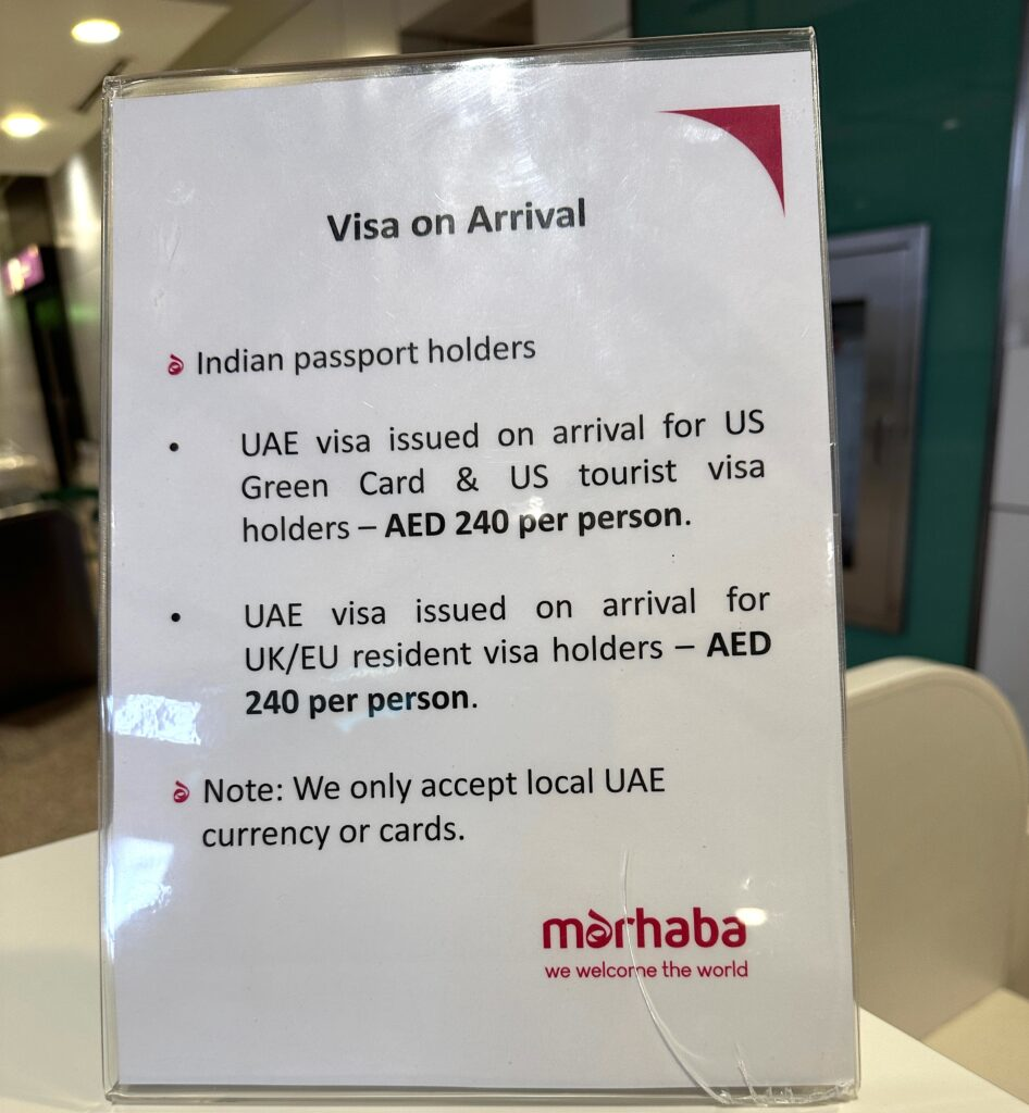 Information on Dubai visa on arrival fees and eligibility for Indian passport holders with US or UK/EU residence visas